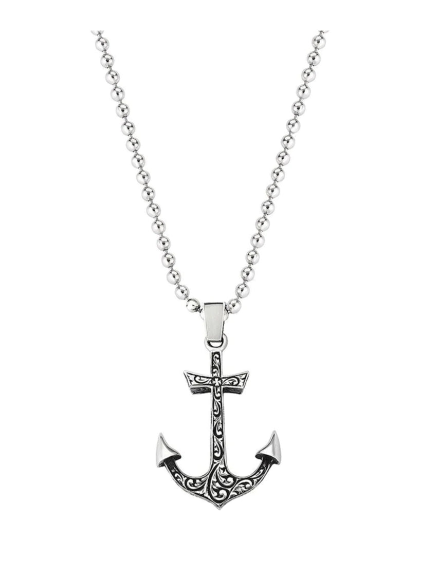 Zyan Gems | Unique Sailor's Anchor Pendant with Engraved Design, Sterling Silver Pendant