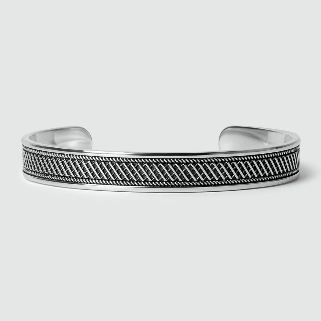 Zyan Gems | Unique Style Oxidized Sterling Silver Bangle/kadaa/Handcuff for Men & Boys | Sterling Silver Bracelet