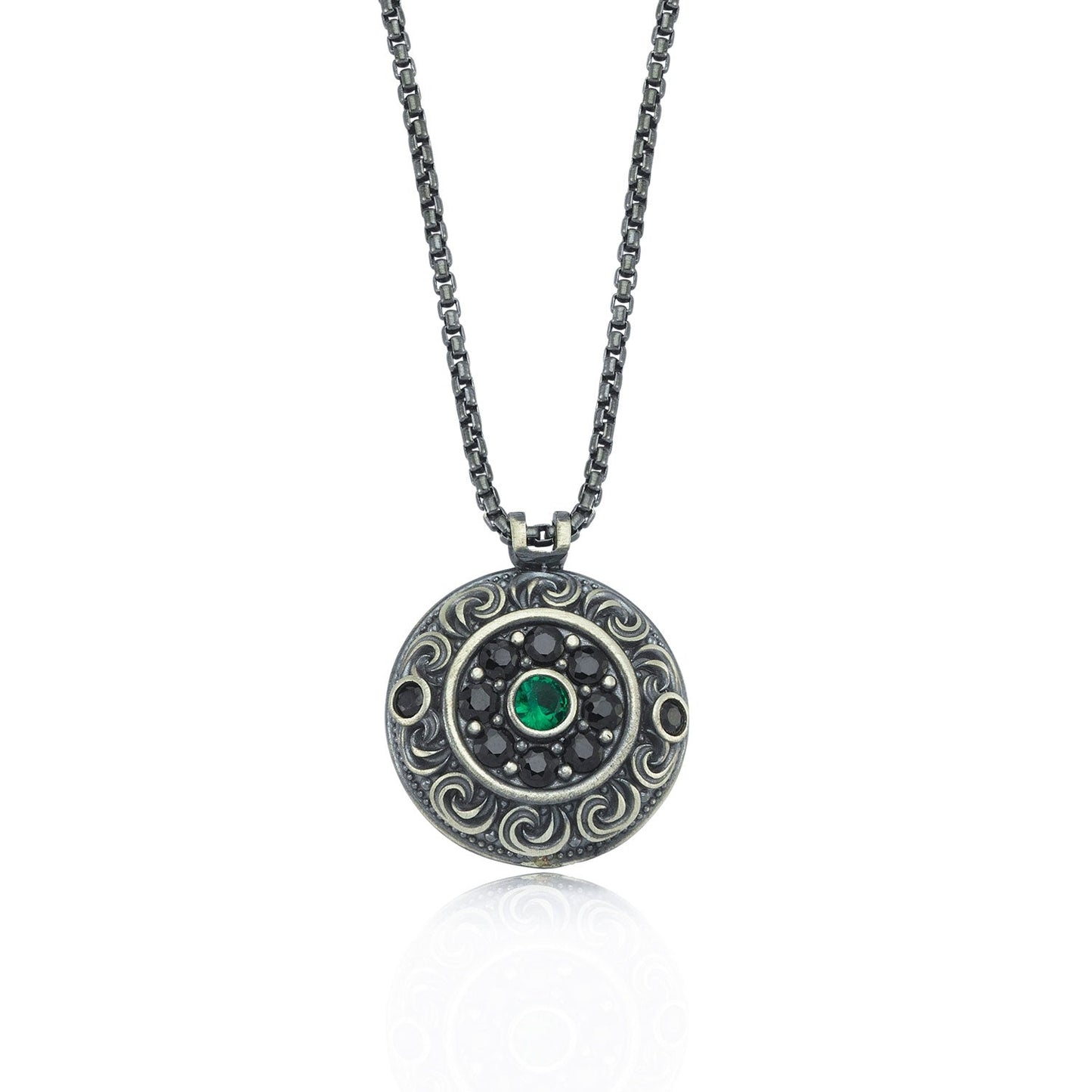 Zyan Gems | Unique Designed Evil Eye Pendant for Men | Sterling Silver Oxidized Pendant