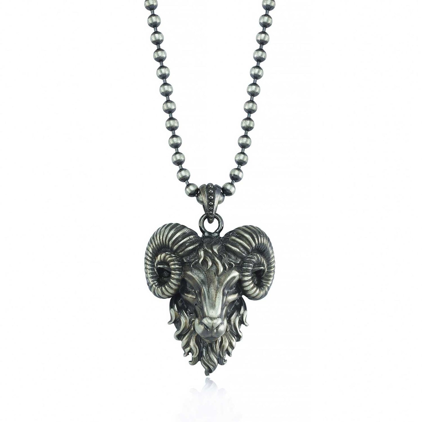 Zyan Gems | Unique Designed Horned Ram Pendant for Aries Zodiac for Men | Sterling Silver Oxidized Pendant
