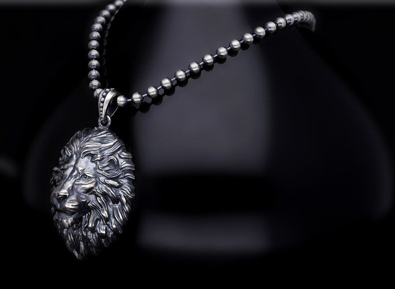 Unique Designed Lion Pendant for Men | Sterling Silver Oxidized Pendant