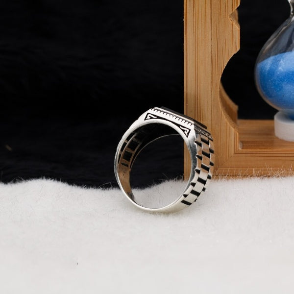Turkish Onyx Stone Men's Ring Handmade Exclusive Design