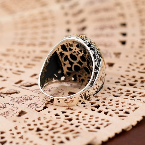 Mashallah Islamic Ring,Turkish Calligraphy Engraved Ring For Men