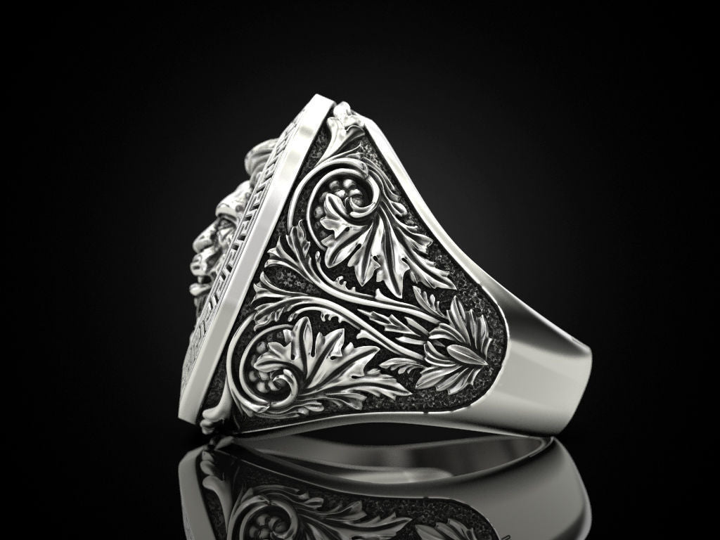 Zyan Gems | Unique Designed Lion Ring | Sterling Silver Oxidized Ring