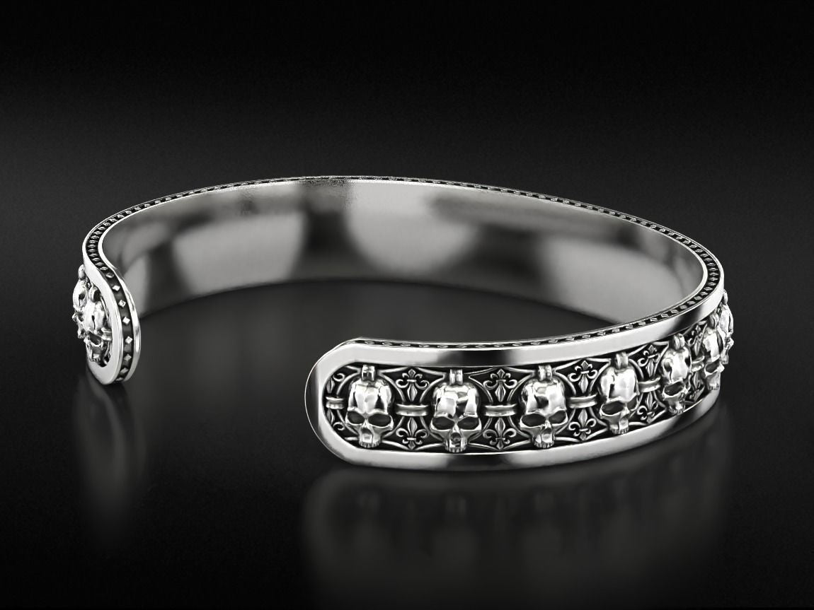 Zyan Gems | Unique Designed Skull Cuff | Bracelet for Men | Biker Bracelet for Men | Sterling Silver Bracelet