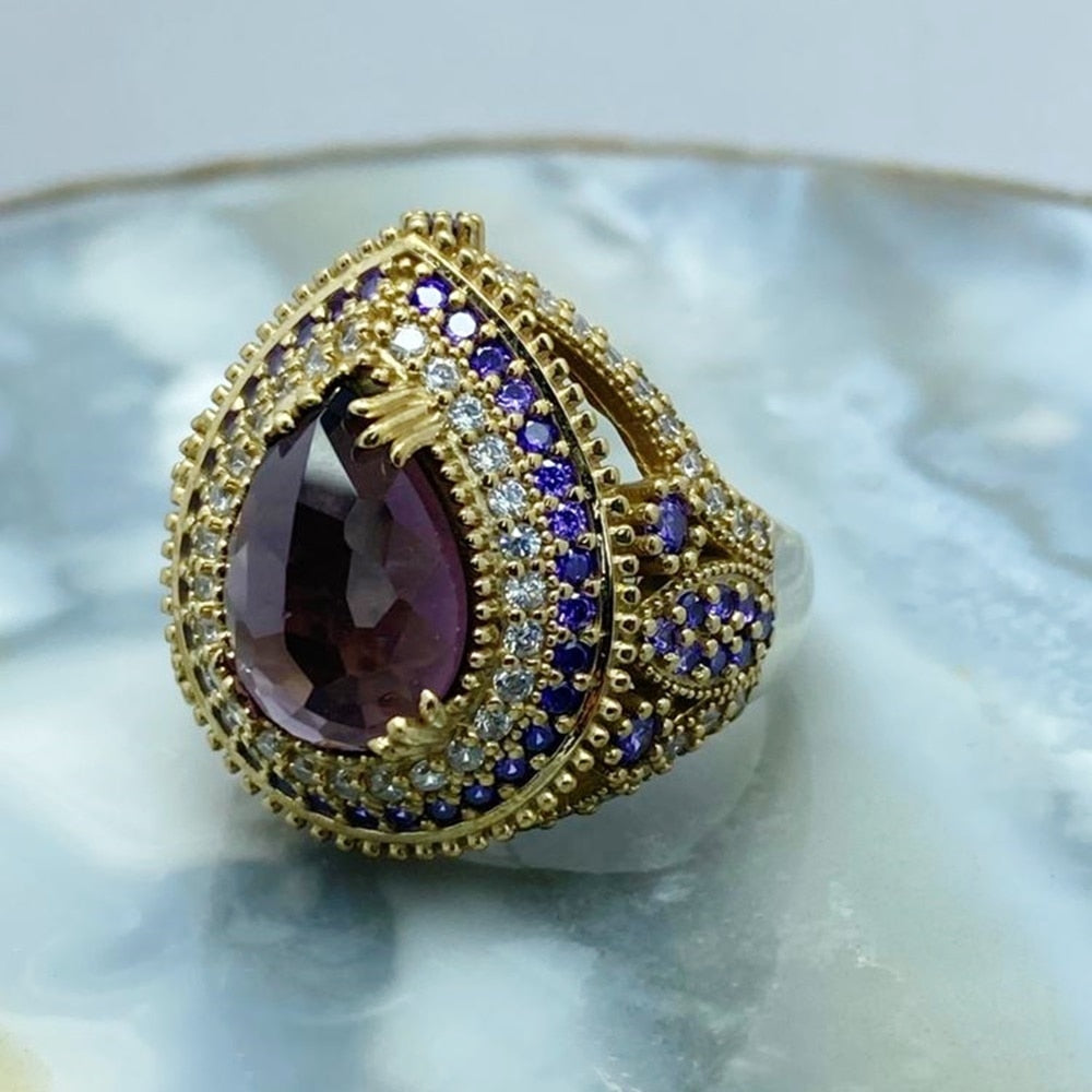 Turkish Handmade Amethyst Fashion Ring For Women