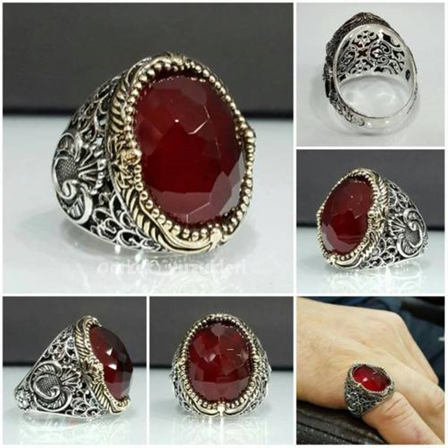 Turkish Zed Zircon Handmade Sterling Silver Men's Ring