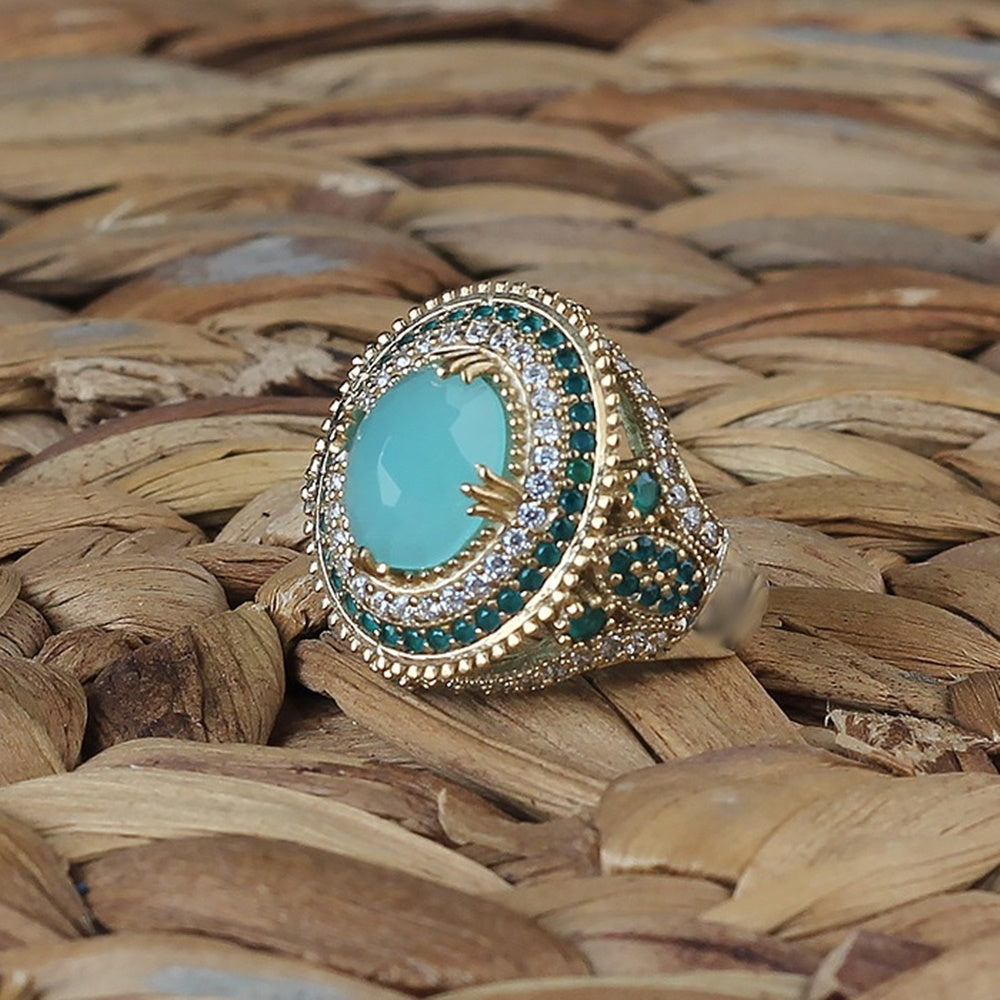 Turkish Aquamarine Ring for women, Sterling Silver Handmade Ring