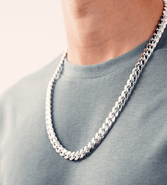 Zyan Gems | 12mm Wide Solid Miami Cuban Link Chain |  Sterling Silver Chain