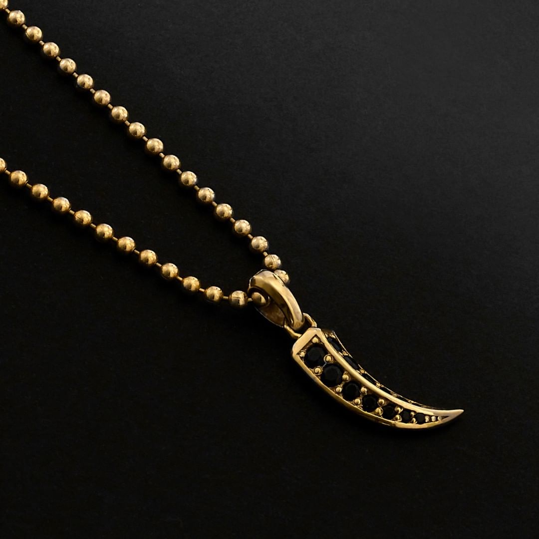 Zyan Gems | Unique Designed Claw Pendant Studded with Black Zircons |  Gold Micron Plated  Sterling Silver Pendant