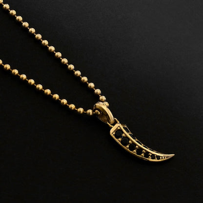 Zyan Gems | Unique Designed Claw Pendant Studded with Black Zircons |  Gold Micron Plated  Sterling Silver Pendant