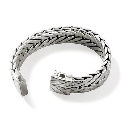 Zyan Gems | 16mm Wide Hammered Textured Bracelet |  Sterling Silver Bracelet