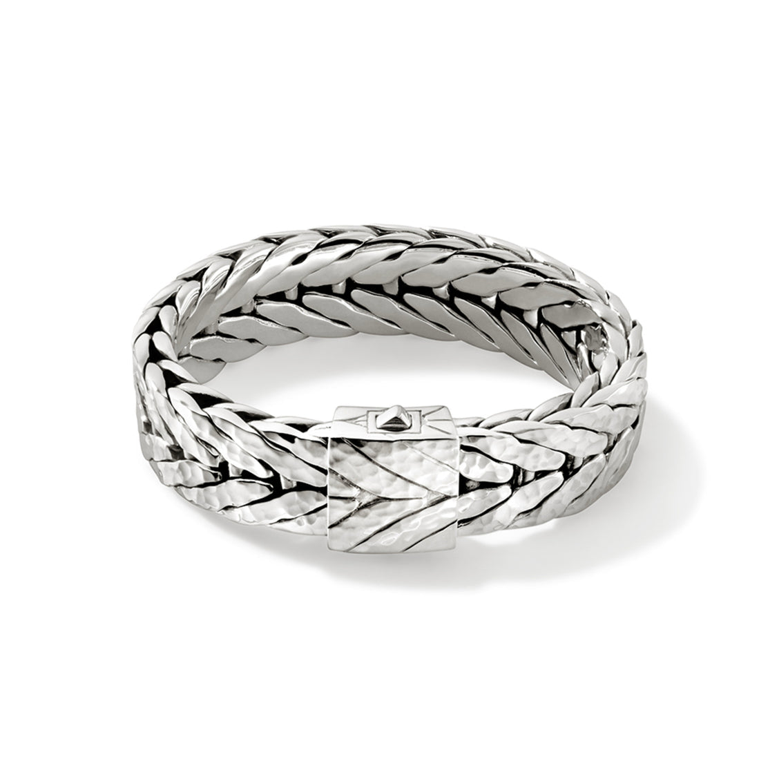 Zyan Gems | 16mm Wide Hammered Textured Bracelet |  Sterling Silver Bracelet