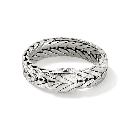 Zyan Gems | 16mm Wide Hammered Textured Bracelet |  Sterling Silver Bracelet