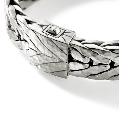 Zyan Gems | 16mm Wide Hammered Textured Bracelet |  Sterling Silver Bracelet