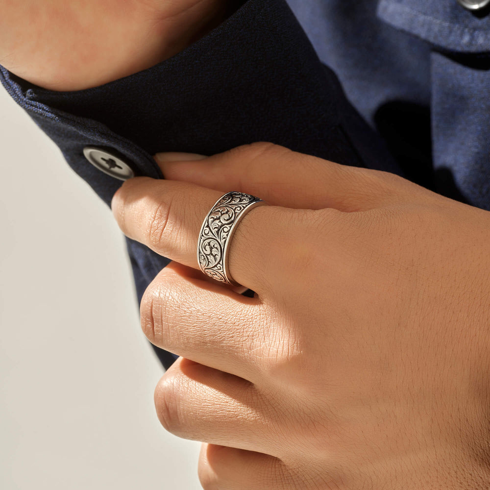 Zyan Gems | Exclusive Classic Band Ring for Men, Oxidized Sterling Silver  Ring | Jewellery for Men