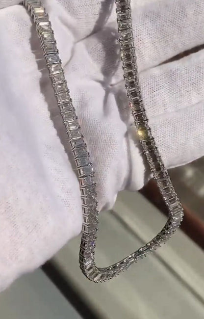 Zyan Gems | 22" Long Tennis Chain Studded with AAA+ Swarovski Diamonds |  Sterling Silver Chain
