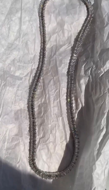 Zyan Gems | 22" Long Tennis Chain Studded with AAA+ Swarovski Diamonds |  Sterling Silver Chain