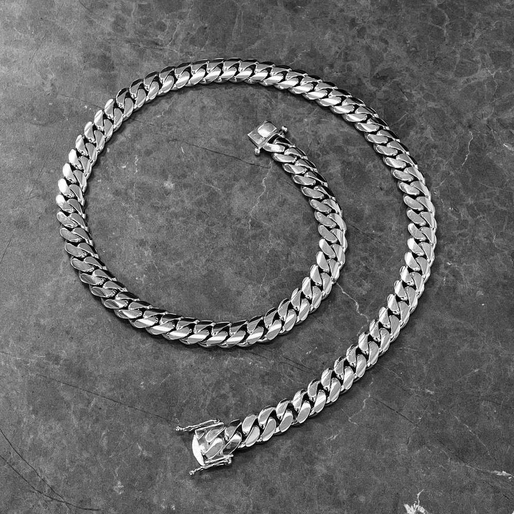 Zyan Gems | 12mm Wide Solid Miami Cuban Link Chain |  Sterling Silver Chain