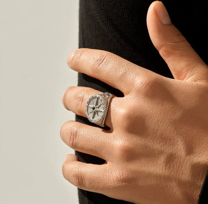 Zyan Gems | Exclusive Signet Style Compass Ring, Sterling Silver  Ring | Jewellery for Men