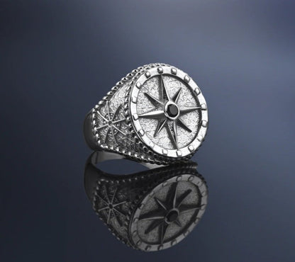 Zyan Gems | Exclusive Signet Style Compass Ring, Sterling Silver  Ring | Jewellery for Men