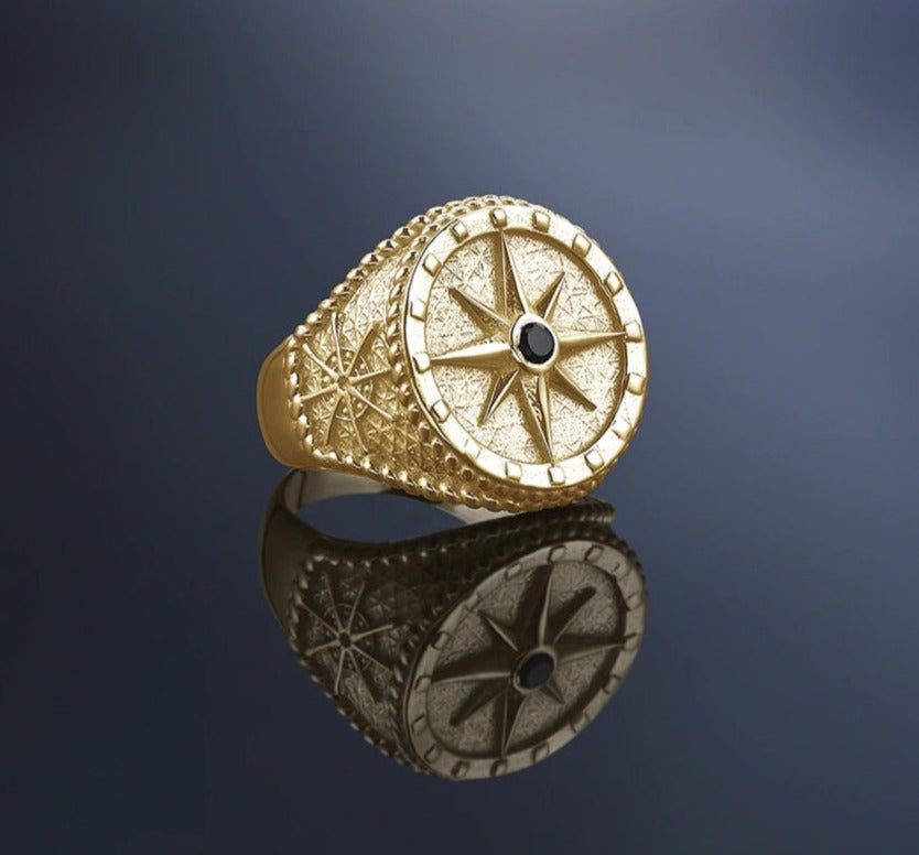 Zyan Gems | Exclusive Signet Style Compass Ring, Sterling Silver  Ring | Jewellery for Men