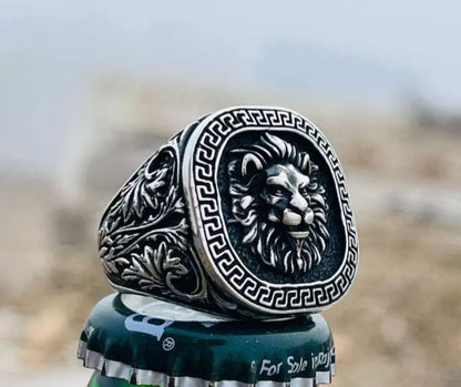 Zyan Gems | Unique Designed Lion Ring |  Sterling Silver Oxidized Ring