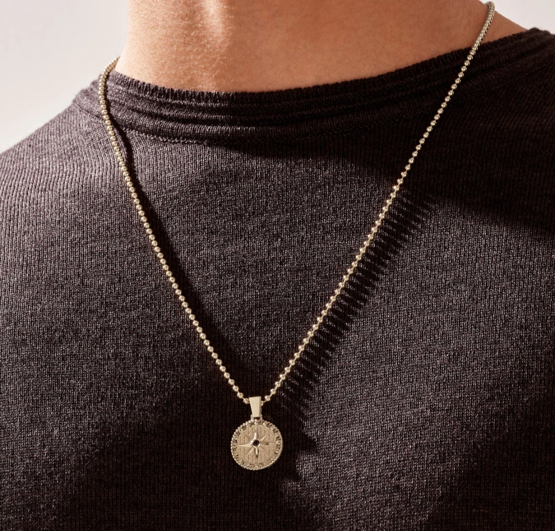 Zyan Gems | Unique Designed Compass Pendant for Men |  Sterling Silver Pendant