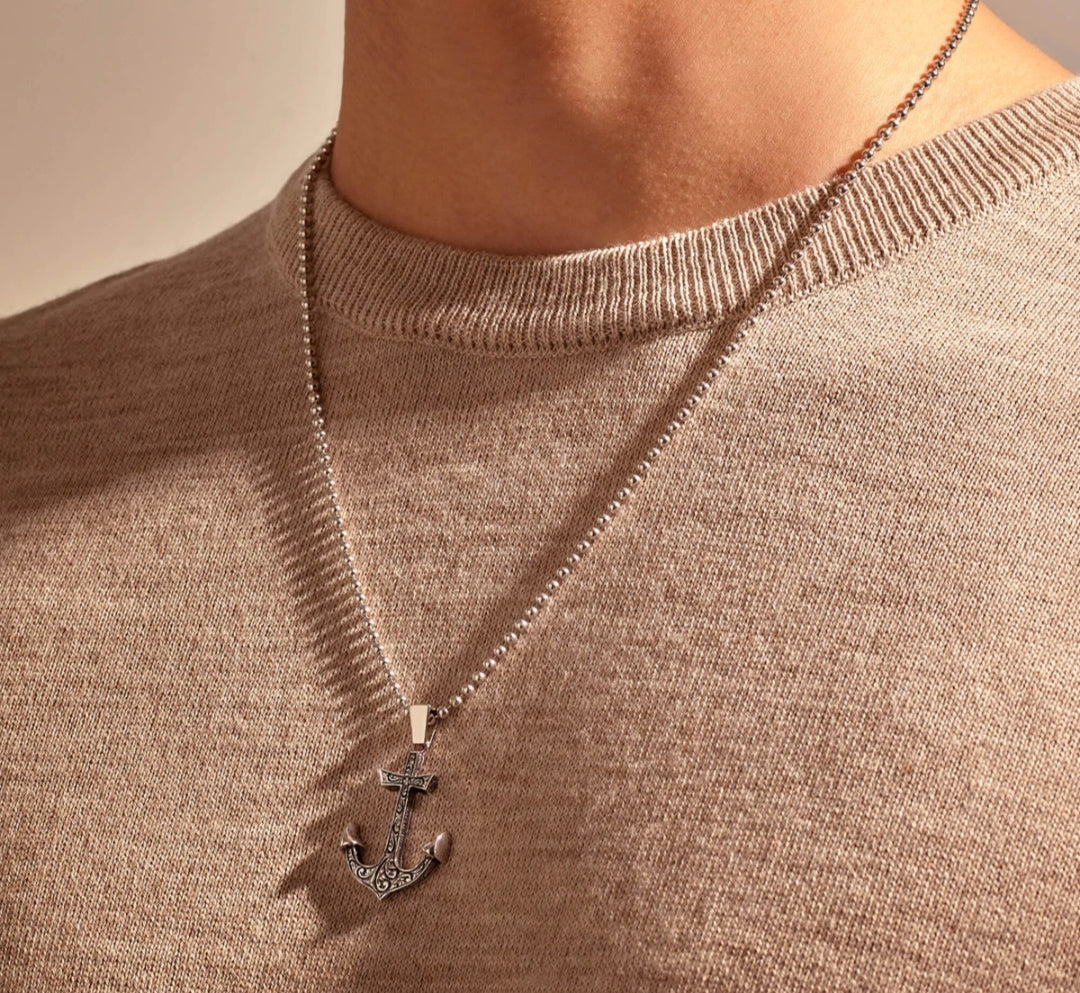 Zyan Gems | Unique Sailor's Anchor Pendant with Engraved Design,  Sterling Silver Pendant