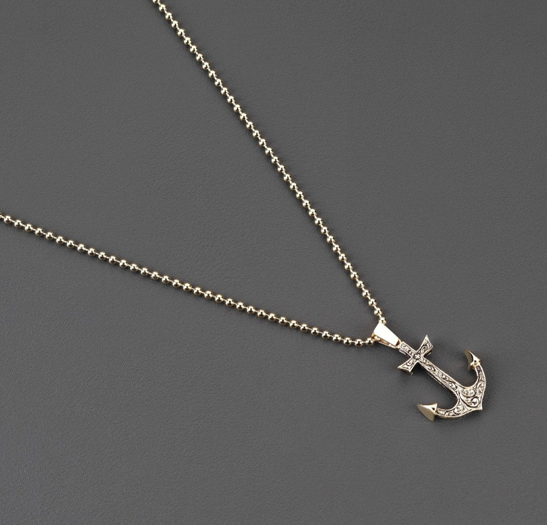 Zyan Gems | Unique Sailor's Anchor Pendant with Engraved Design,  Sterling Silver Pendant