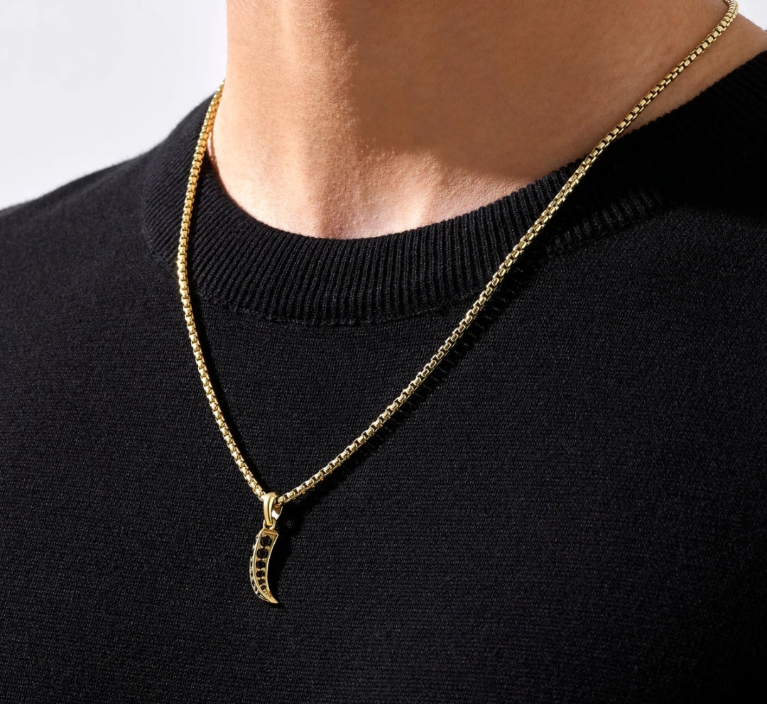 Zyan Gems | Unique Designed Claw Pendant Studded with Black Zircons |  Gold Micron Plated  Sterling Silver Pendant