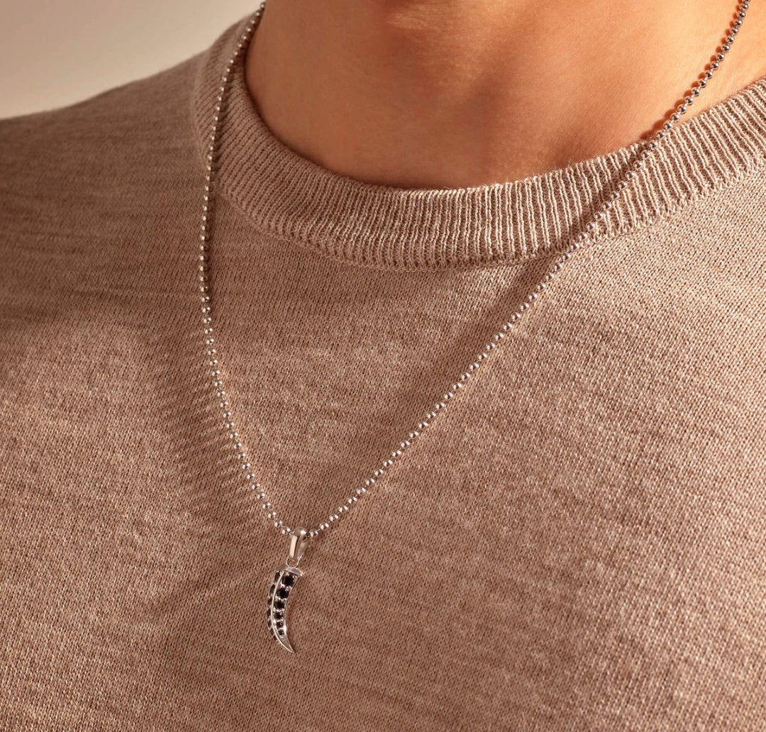 Zyan Gems | Unique Designed Claw Pendant Studded with Black Zircons |  Gold Micron Plated  Sterling Silver Pendant