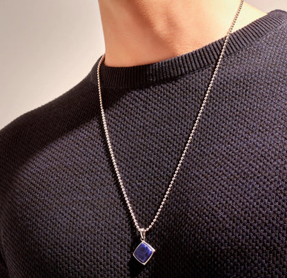 Zyan Gems | Unique Designed Silver Pendant in Natural Sodalite for Men,  Sterling Silver Pendant
