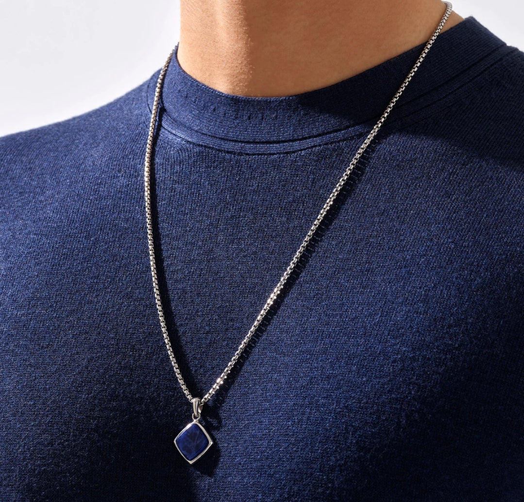 Zyan Gems | Unique Designed Silver Pendant in Natural Sodalite for Men,  Sterling Silver Pendant
