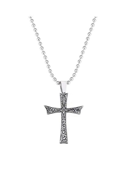 Zyan Gems | Unique Classic Cross Pendant with Engraved Design,  Sterling Silver Pendant