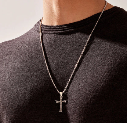 Zyan Gems | Unique Classic Cross Pendant with Engraved Design,  Sterling Silver Pendant