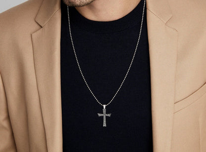 Zyan Gems | Unique Classic Cross Pendant with Engraved Design,  Sterling Silver Pendant