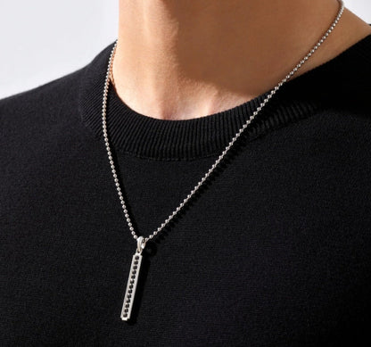 Zyan Gems | Unique Designed Line Pendant Studded with Black Zircons |  Sterling Silver Pendant