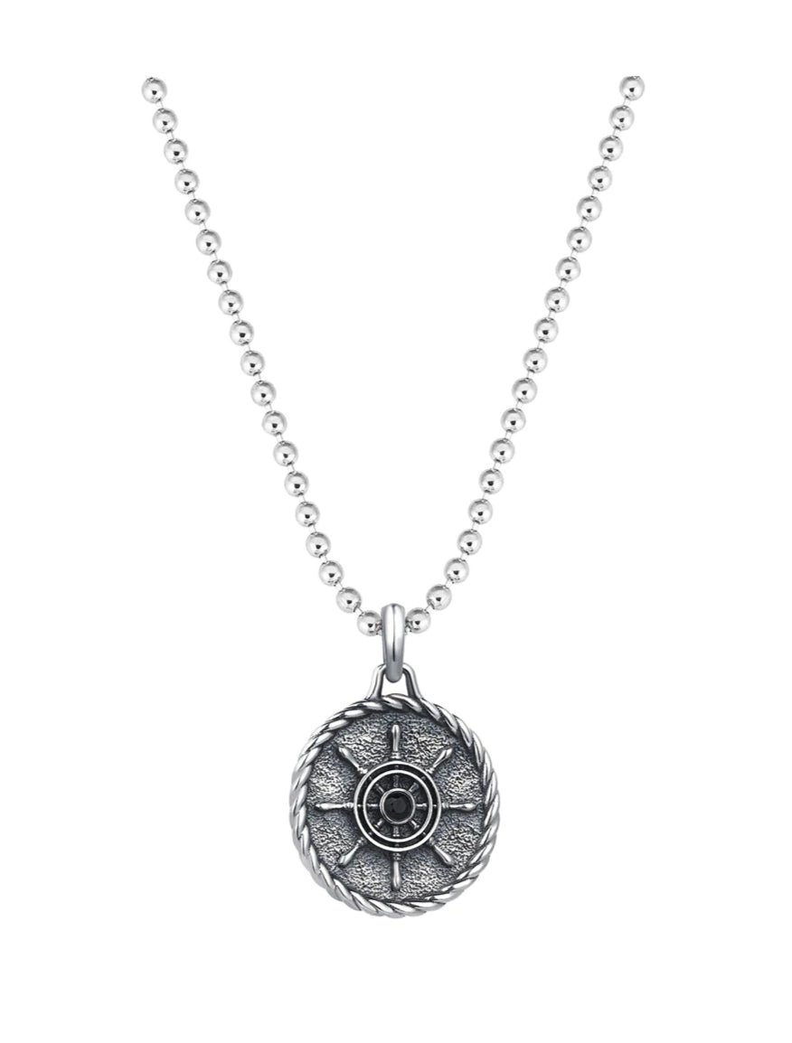 Zyan Gems | Unique Designed Silver Rudder Pendant for Men | Oxidized  Sterling Silver Pendant