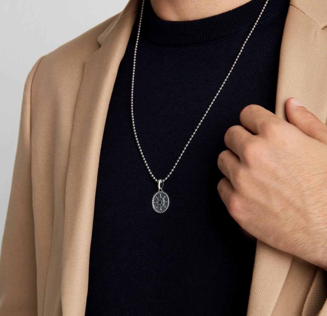 Zyan Gems | Unique Designed Silver Rudder Pendant for Men | Oxidized  Sterling Silver Pendant