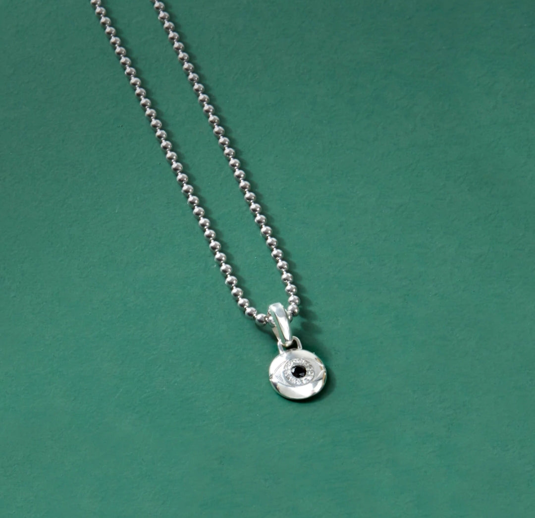Zyan Gems | Unique Designed Evil Eye Pendant |  Sterling Silver Pendant