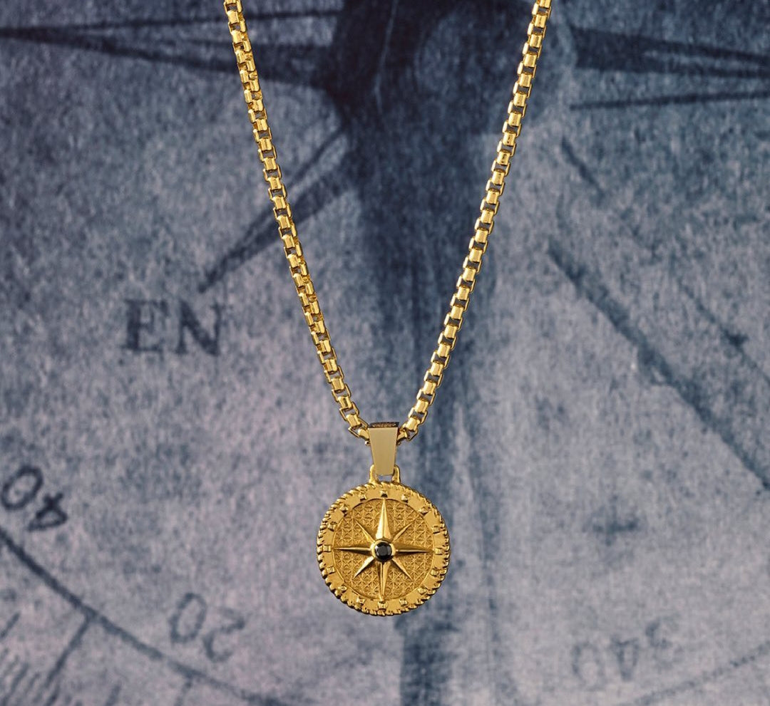 Zyan Gems | Unique Designed Compass Pendant for Men |  Sterling Silver Pendant