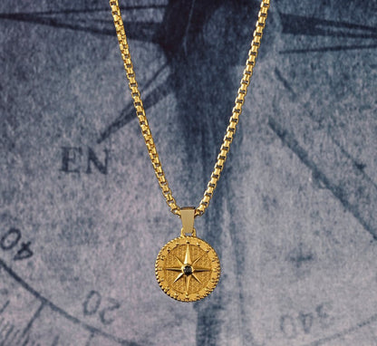 Zyan Gems | Unique Designed Compass Pendant for Men |  Sterling Silver Pendant