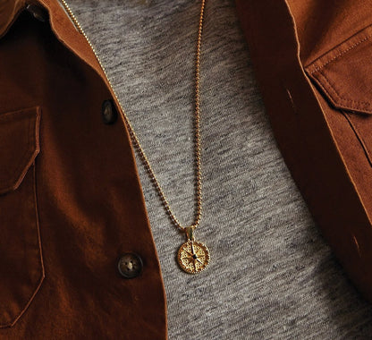 Zyan Gems | Unique Designed Compass Pendant for Men |  Sterling Silver Pendant