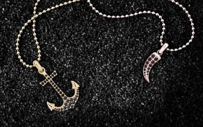 Zyan Gems | Unique Designed Claw Pendant Studded with Black Zircons |  Gold Micron Plated  Sterling Silver Pendant