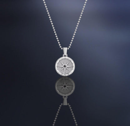 Zyan Gems | Unique Designed Compass Pendant for Men |  Sterling Silver Pendant