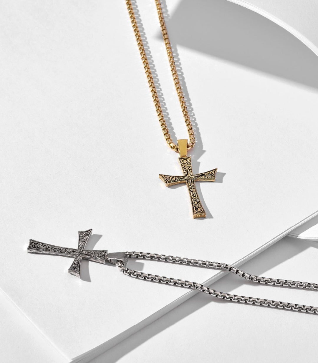 Zyan Gems | Unique Classic Cross Pendant with Engraved Design,  Sterling Silver Pendant