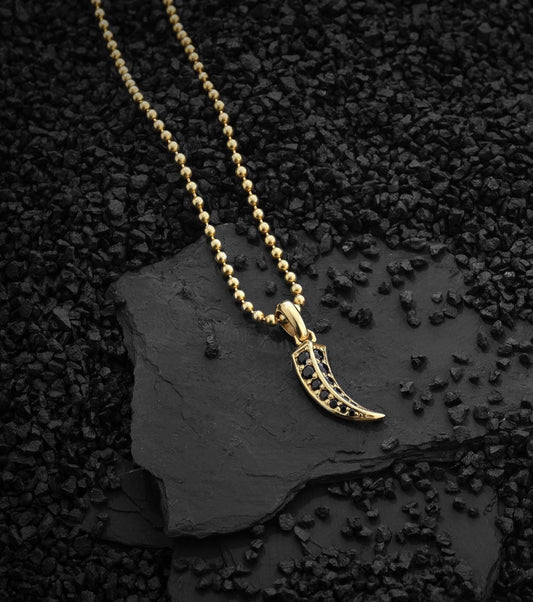 Zyan Gems | Unique Designed Claw Pendant Studded with Black Zircons |  Gold Micron Plated  Sterling Silver Pendant