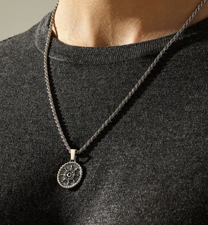 Zyan Gems | Unique Designed Silver Rudder Pendant for Men | Oxidized  Sterling Silver Pendant