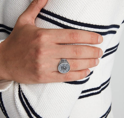 Zyan Gems | Exclusive Signet Style Rudder Ring for Men, Oxidized Sterling Silver  Ring | Jewellery for Men